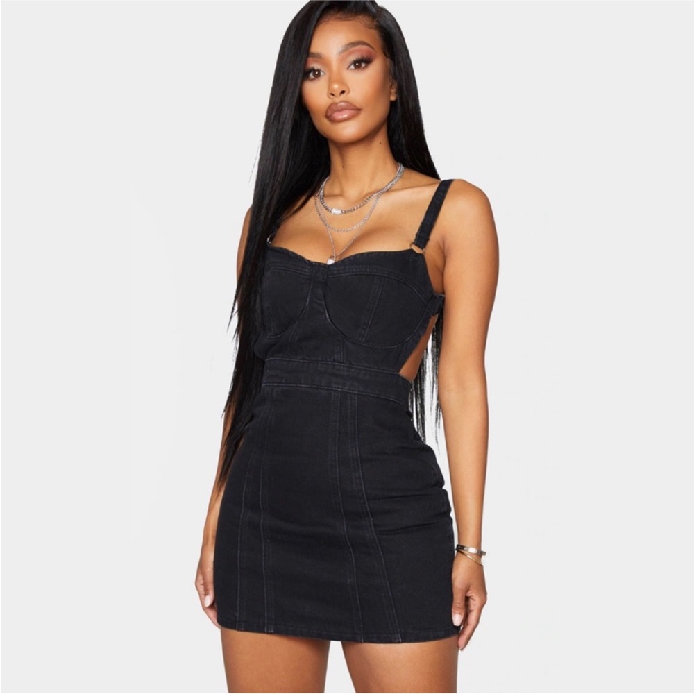 PrettyLittleThing Black Denim Dress